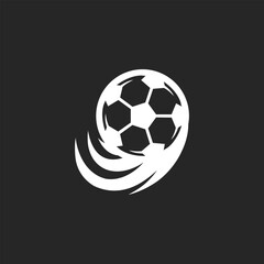 Obraz premium Soccer ball vector illustration on black background. football icon with swoosh design.