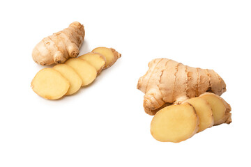 Ginger root isolated on white background.