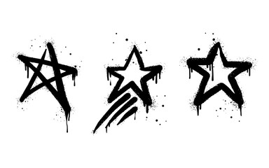 set of Spray painted graffiti Star sign in black over white. Star drip symbol.  isolated on white background. vector illustration © Receh Lancar Jaya