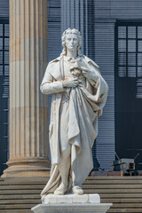 Berlin, Germany - June 8, 2021: Statue of famous German poet and writer Friedrich Schiller at...
