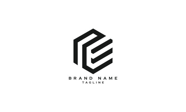 NRE, RNE, RE, ER, Abstract initial monogram letter alphabet logo design
