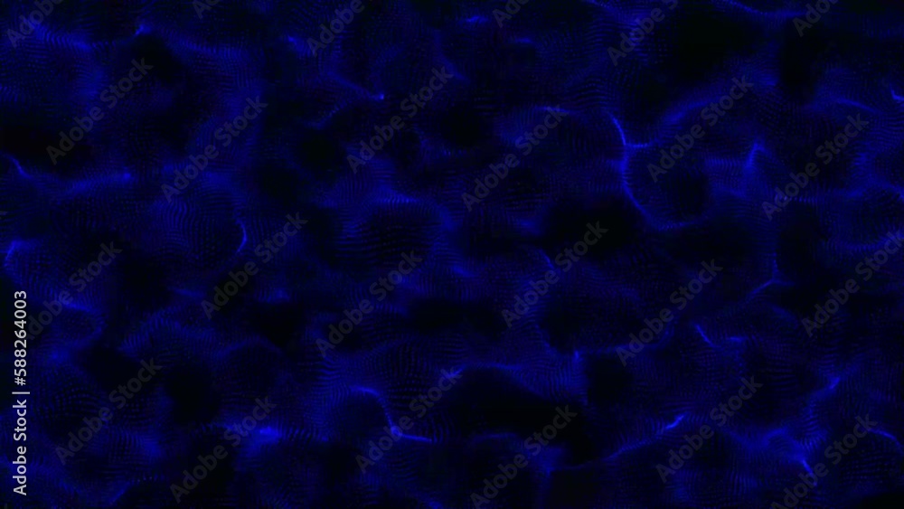 Poster blue dots wave abstract background. blue color technology network background with moving lines and d