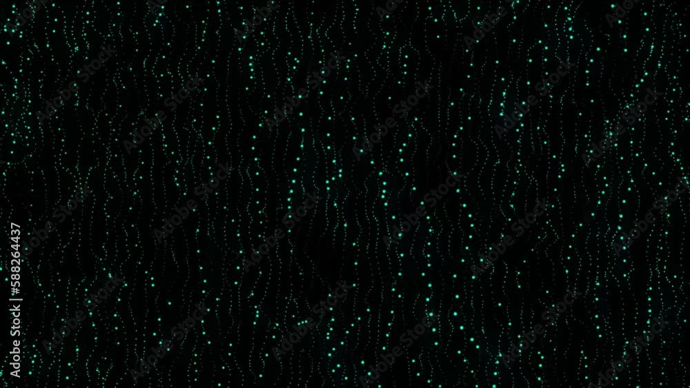 Poster dynamic particles dots wave flowing over dark. technology vector background. communication and techn