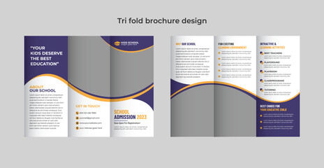 Vector school admission trifold brochure design template