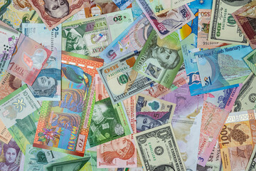 different South central and north American money background