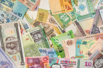 Fototapeta na wymiar variety of South African Rand banknotes.