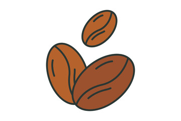 Coffee beans icon illustration. icon related to coffee element. Flat line icon style, lineal color. Simple vector design editable