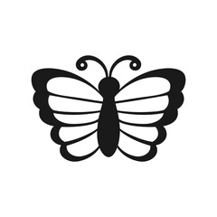 Cute Butterfly Icon Silhouette. Spring Summer Nature Logo Design