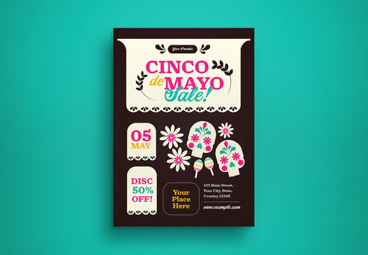 Black Flat Design Cinco de Mayo Sale Flyer Layout