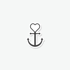 Love anchor logo sticker icon