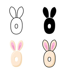 Number 0 in flat style isolated