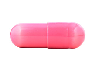 close-up of pink medical capsule on transparent background png file