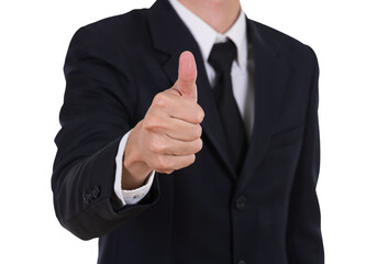 business man showing thumb up gesture on transparent background png file