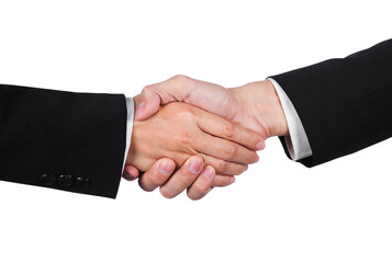 shaking hand between businessman and businesswoman on transparent background png file