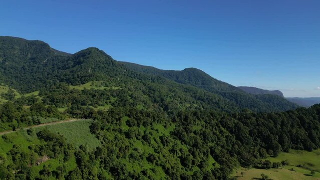 Aerial views of the boarder crossing in the upper Numinbah Valley, Queensland and Northern New South Wales.
