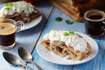 Traditional Austrian strudel with apples
