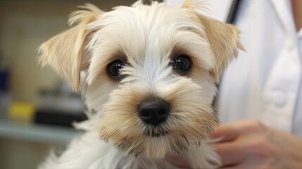 Vet examining dog, puppy at veterinarian. Generative AI