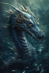 Mythical huge dragon. Concept: signs of the zodiac. AI Generated
