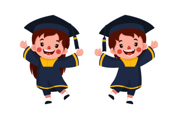 collection of character graduation male student. suitable for children's books and stickers