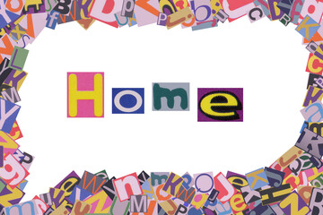 word home from cut magazine colored letters