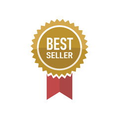 best seller simple badge gold red ribbon flat