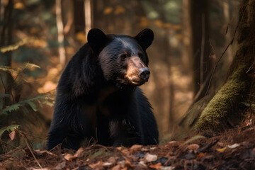 Black bear in nature. Generative AI