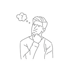 thinking man - continuous line drawing