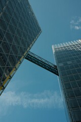 Obraz na płótnie Canvas Glass sky bridge at the LVM skyscrapers in Munster, Germany