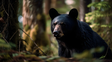 Black bear in nature. Generative AI