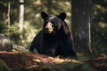 Black Bear in Their Natural Habitat. Generative AI