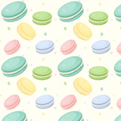 Keuken spatwand met foto Cute macarons seamless pattern, vector illustration © Viktoria