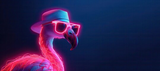flamingo  neon light with generative ai - obrazy, fototapety, plakaty