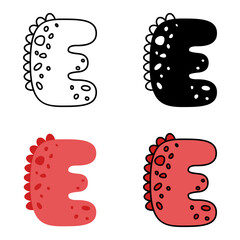 Alphabet E in flat style isolated