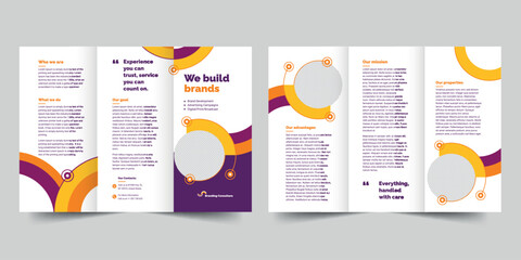 Branding Consultant  trifold brochure template. A clean, modern, and high-quality design tri fold brochure vector design. Editable and customize template brochure