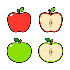 Vector Set of Red and Green Apples
