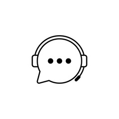 Isolated Vector Speech Bubble With Headphones Support Icon