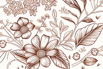 Möbelaufkleber Hand drawn floral background. Generative ai. © PicItUp