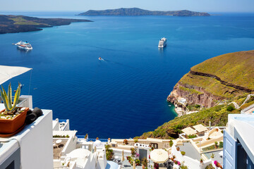 Santorini island, Greece landscape with sea view