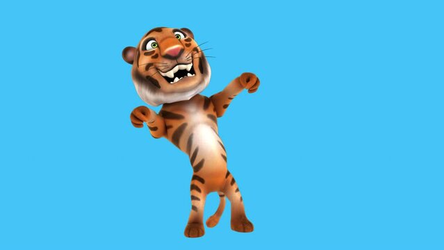 Fun 3D cartoon tiger dancing (with alpha channel included)