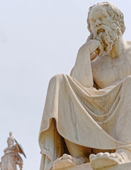 Socrates marble statue, the famous ancient Greek philosopher in deep thought. Athens, Greece.
