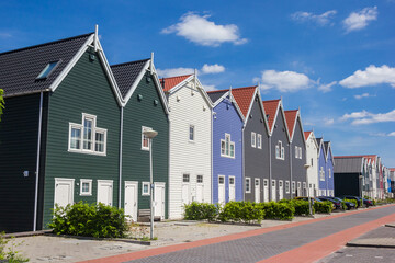 Row of colorful ducth houses in Harderwijk, Netherlands