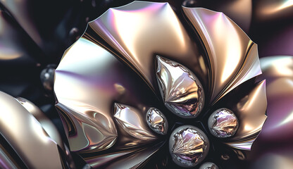 Abstract background, seashell with pearls, generative AI.