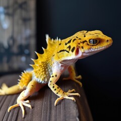 Obraz premium A yellow leopard gecko with dragon wings