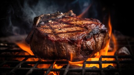 Juicy steak on fire