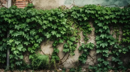 A wall covered in vines and green leaves