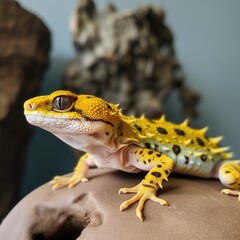 Obraz premium A yellow leopard gecko with dragon wings