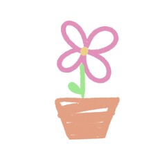 flower in a pot, hand drawn cartoony