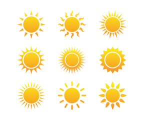 Sun icons vector. Elements for design. Sunshine, Sunset vector illustration.