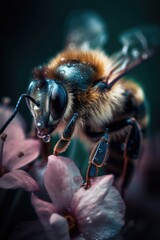 Bee in flower macro