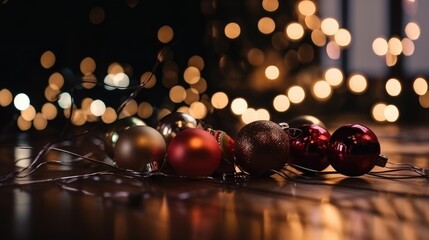 Obraz na płótnie Canvas Christmas tree with decoration balls and lights